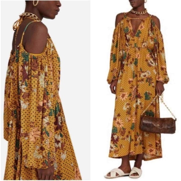 Ulla Johnson Yellow Noemi Halterneck Midi Dress - Picture 3 of 16